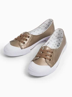 Bronze Low Lace Canvas Trainers 6