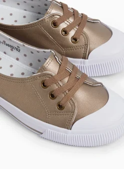 Bronze Low Lace Canvas Trainers 6