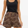 Brown Animal Print High Waist Shorts M