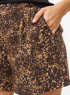 Brown Animal Print High Waist Shorts M