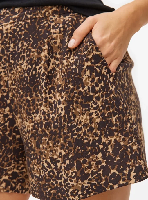 Brown Animal Print High Waist Shorts M