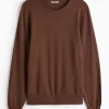 Brown Crew Neck Knitted Jumper L