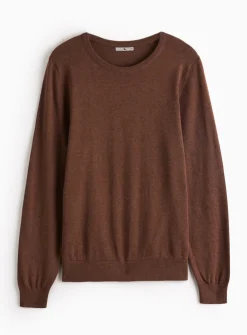 Brown Crew Neck Knitted Jumper L