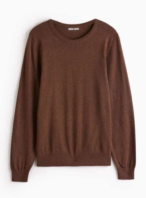 Brown Crew Neck Knitted Jumper L