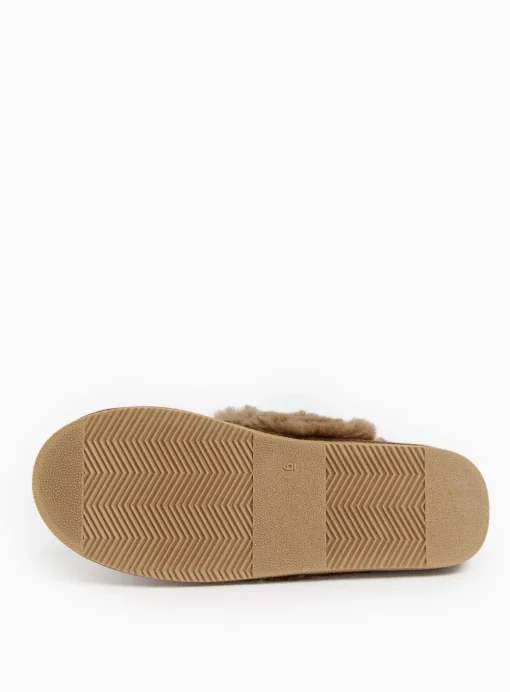 Brown Faux Fur Trim Full Slippers 7