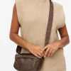 Brown Faux Leather Half Moon Camera Bag One Size