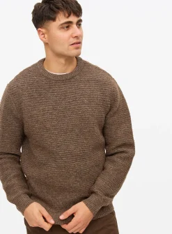 Brown Horizontal Stripe Crew Neck Jumper XXL