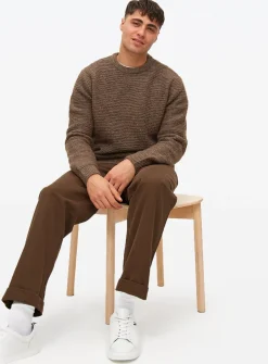 Brown Horizontal Stripe Crew Neck Jumper XXL