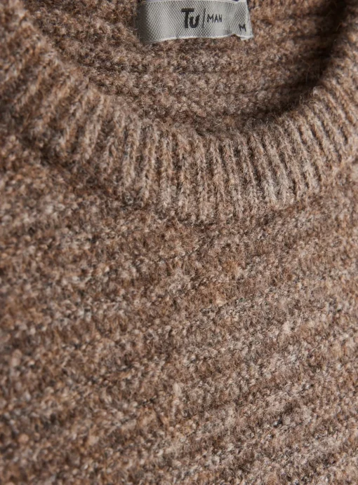 Brown Horizontal Stripe Crew Neck Jumper XXL