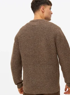 Brown Horizontal Stripe Crew Neck Jumper XXL