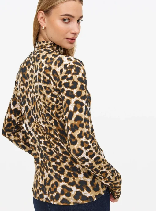 Brown Leopard Print Modal High Neck Top 26