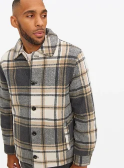 Brown Mix Check Shacket S
