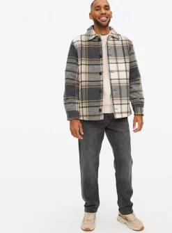 Brown Mix Check Shacket S