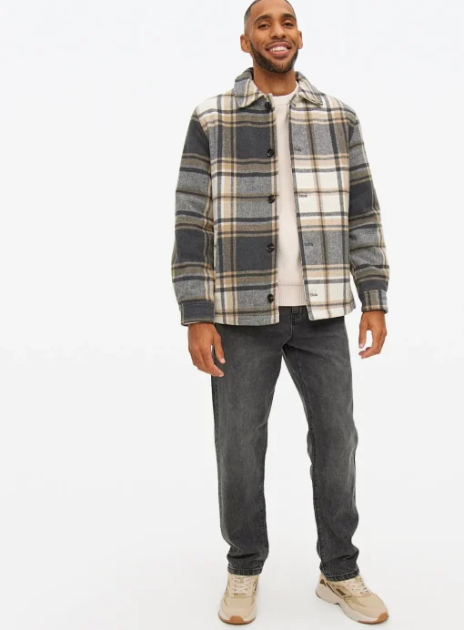 Brown Mix Check Shacket S
