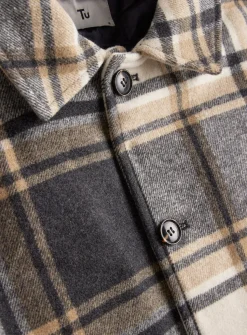 Brown Mix Check Shacket S