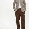 Brown Pleat Front Straight Leg Trousers 34R