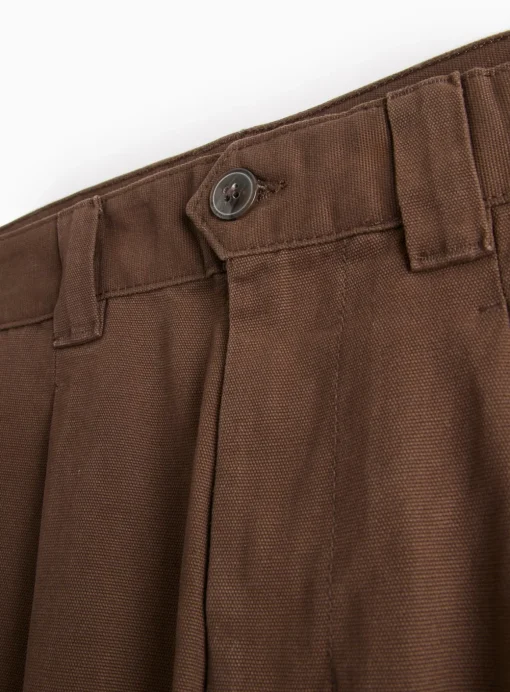 Brown Pleat Front Straight Leg Trousers 34R