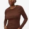 Brown Ribbed Crew Neck Long Sleeve T-Shirt 10