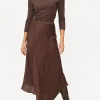Brown Satin Asymmetric Midaxi Skirt 12