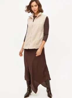 Brown Satin Asymmetric Midaxi Skirt 12
