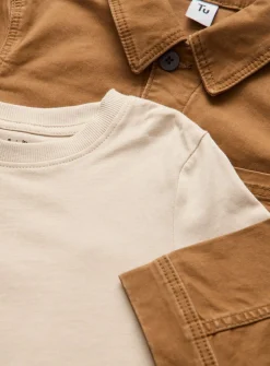 Brown Shirt & Cargo Trousers 3 Piece Set 4-5 years