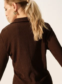 Brown Tie-Front Long Sleeve Top 10