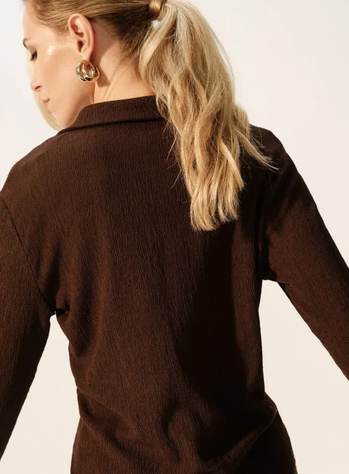 Brown Tie-Front Long Sleeve Top 10