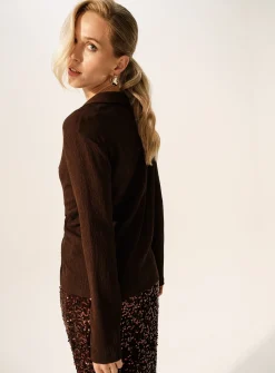 Brown Tie-Front Long Sleeve Top 10
