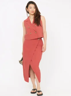 Brown Wrap Coord Pencil Skirt 8