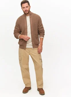 Brown Zip Through Pocket Cardigan XL