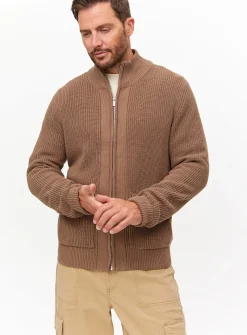 Brown Zip Through Pocket Cardigan XL