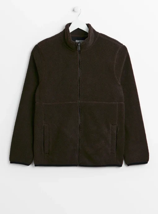 Brown ZIp-Through Teddy Fleece XL