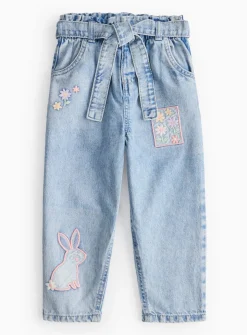 Bunny Applique Tie-Belt Denim Jeans 1-2 years