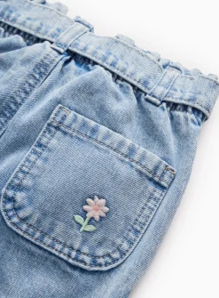 Bunny Applique Tie-Belt Denim Jeans 1-2 years