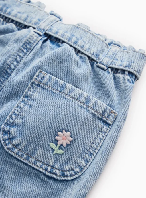 Bunny Applique Tie-Belt Denim Jeans 1-2 years