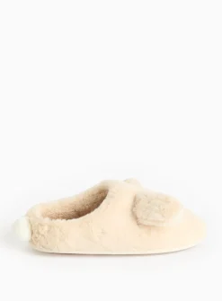 Bunny Plush Faux Fur Mule Slippers S
