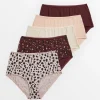 Burgundy Animal Print Full Knickers 5 Pack 22
