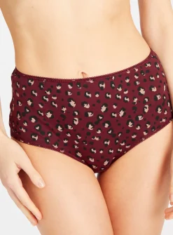 Burgundy Animal Print Full Knickers 5 Pack 22