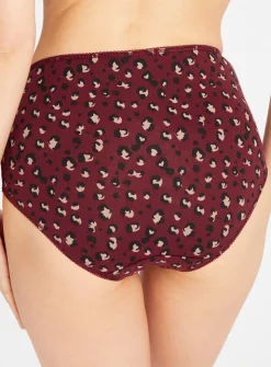 Burgundy Animal Print Full Knickers 5 Pack 22
