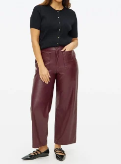 Burgundy Faux Leather Culottes 12