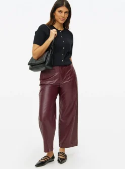 Burgundy Faux Leather Culottes 12