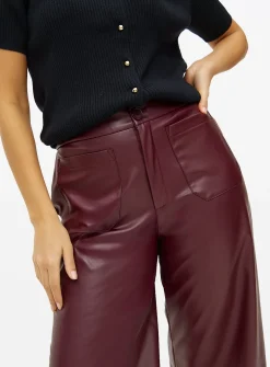 Burgundy Faux Leather Culottes 12