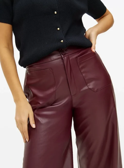 Burgundy Faux Leather Culottes 12