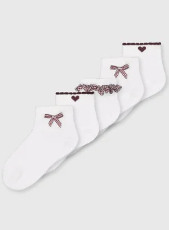 Burgundy Gingham Socks 5 Pack 9-12