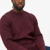 Burgundy Plait Knit Crew Neck Jumper M