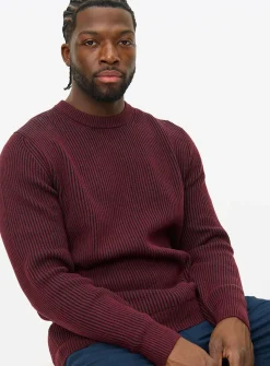 Burgundy Plait Knit Crew Neck Jumper M