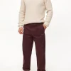 Burgundy Pleat Front Straight Leg Chino Trousers 36S
