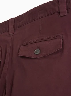 Burgundy Pleat Front Straight Leg Chino Trousers 36S