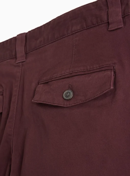 Burgundy Pleat Front Straight Leg Chino Trousers 36S