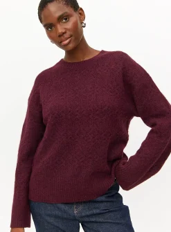 Burgundy Pointelle Knitted Jumper 16
